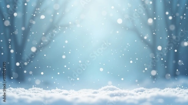 Fototapeta Snowfall, snowflakes background and 2d animation snowy
