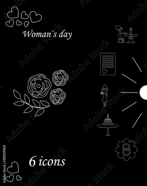 Obraz I love you womens doodle 6 icon in set of womens day