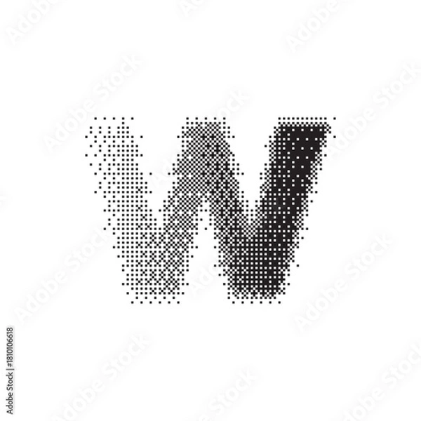 Fototapeta w alphabet halftone dotted effect logo icon vector illustration eps