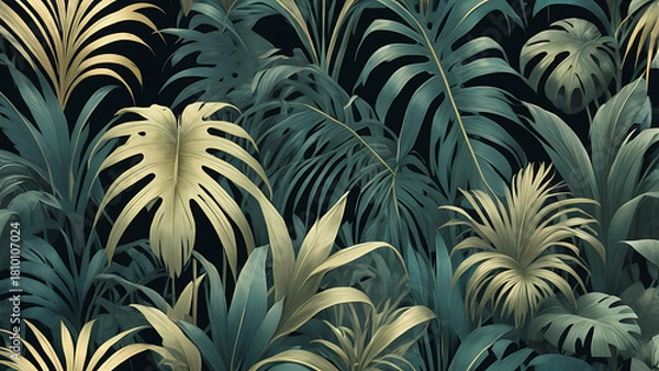 Fototapeta seamless pattern with leaves