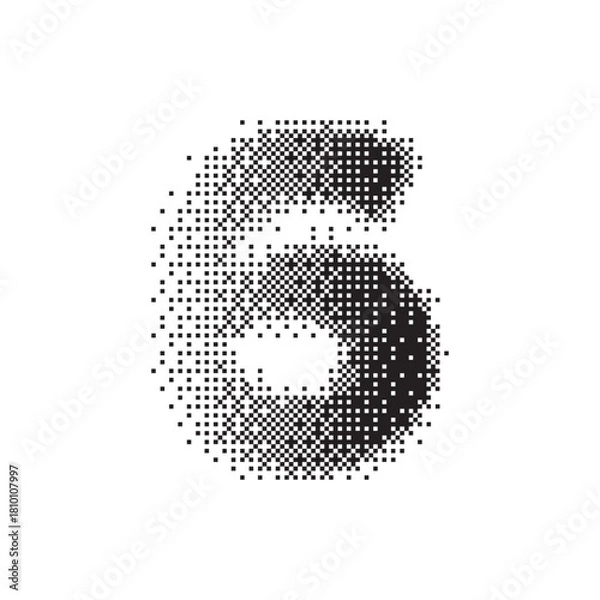 Fototapeta 6 alphabet halftone dotted effect logo icon vector illustration eps