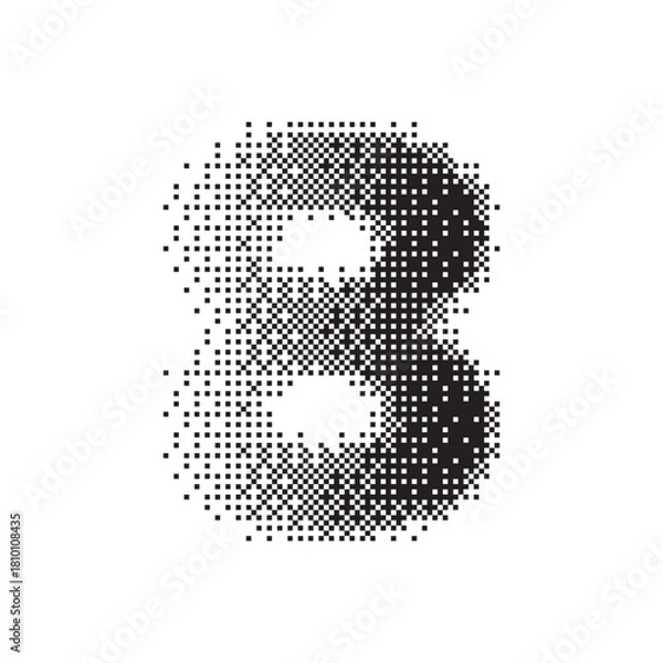 Fototapeta 8 alphabet halftone dotted effect logo icon vector illustration eps