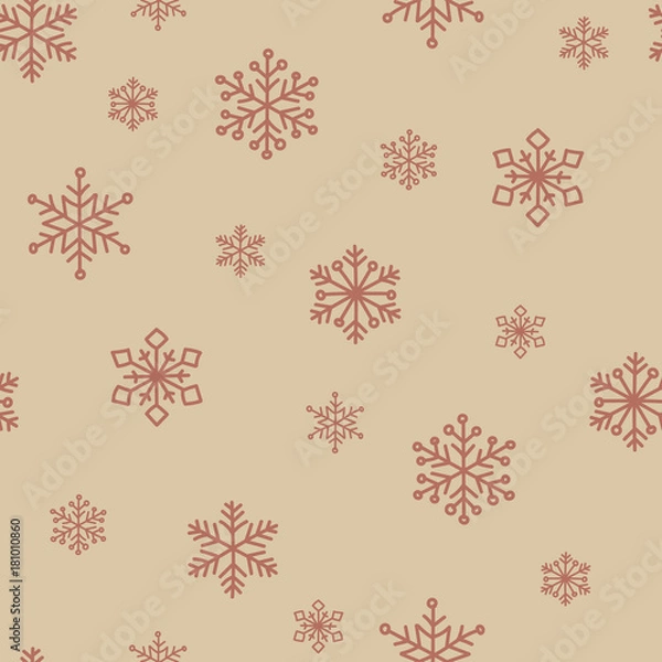 Obraz Beige snowflake vector seamless pattern. .