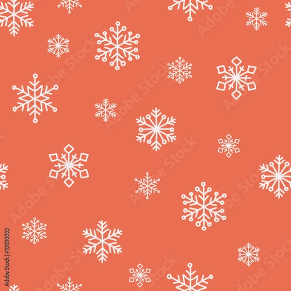 Obraz Red snowflake vector seamless pattern. .