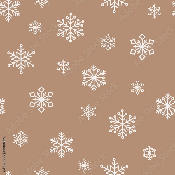 Obraz Brown snowflake vector seamless pattern.
