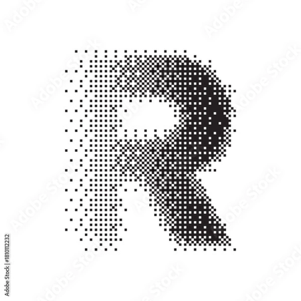 Fototapeta r alphabet halftone dotted effect logo icon vector illustration eps