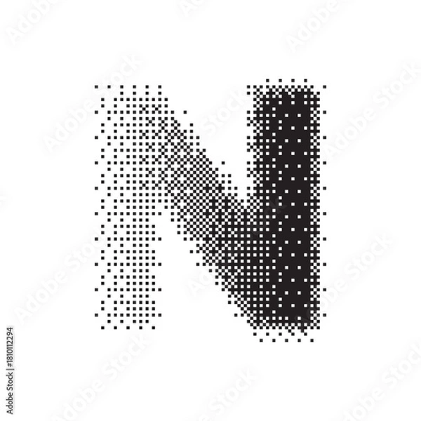 Fototapeta n alphabet halftone dotted effect logo icon vector illustration eps