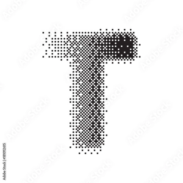 Fototapeta t alphabet halftone dotted effect logo icon vector illustration eps
