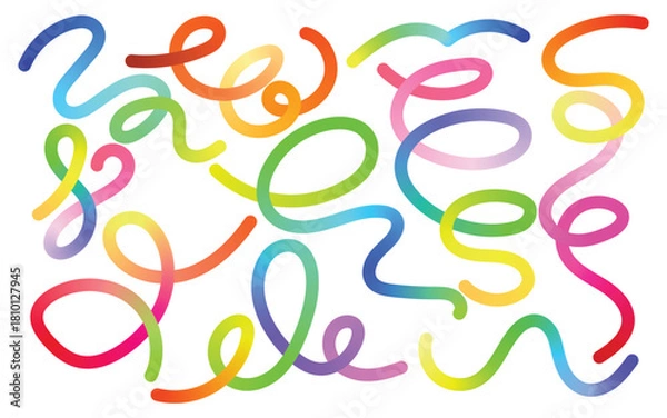 Fototapeta Playful colorful gradient swirls and loops on a white background create fun designs