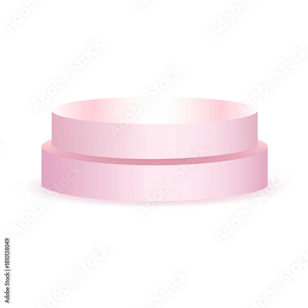 Fototapeta Minimalist pink cylindrical display stand on white background
