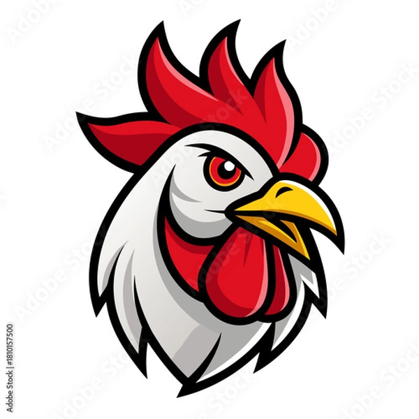 Obraz Aggressive rooster head mascot logo Vector, illustration
