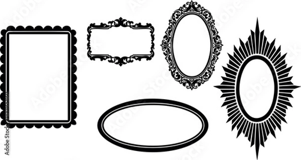Fototapeta Vintage decorative frames collection oval rectangular shapes classic ornate design vector illustration