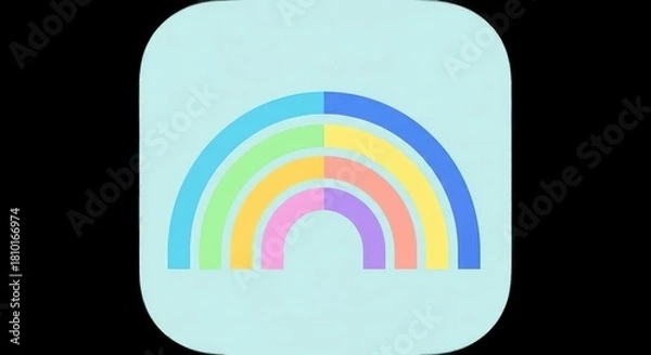 Fototapeta Simple Pastel Rainbow Icon with Soft Blue Background.