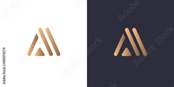 Obraz letter A A success arrow logo Golden gradient vector emblem logotype for business cards symbol.