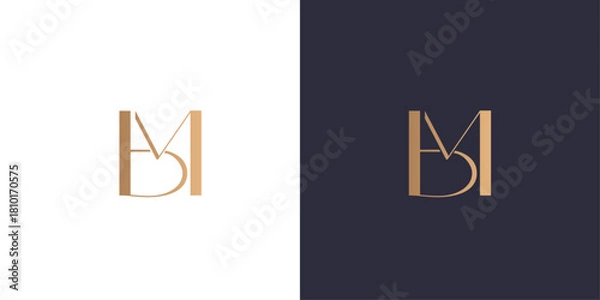 Fototapeta letter B and M logo Golden gradient vector emblem logotype for business cards symbol.