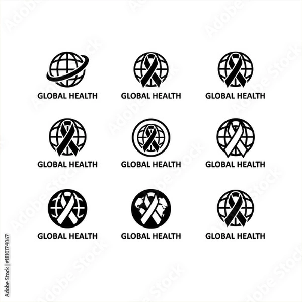Fototapeta Black & White HIV Prevention Symbol Vector Icons1