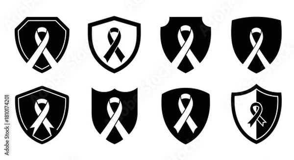 Fototapeta Black & White HIV Prevention Symbol Vector Icons1