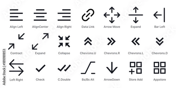 Obraz Direction Arrow Line Icons Pack
