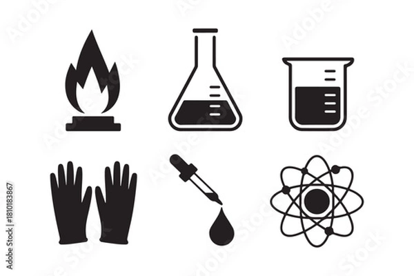 Fototapeta Collection of science and laboratory icons for safety and experiments