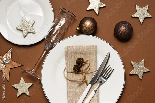 Obraz Christmas table setting