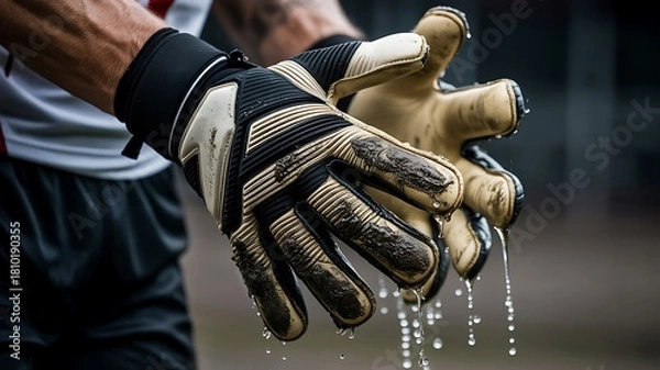 Obraz Statue of a man in a park fountain with people around
