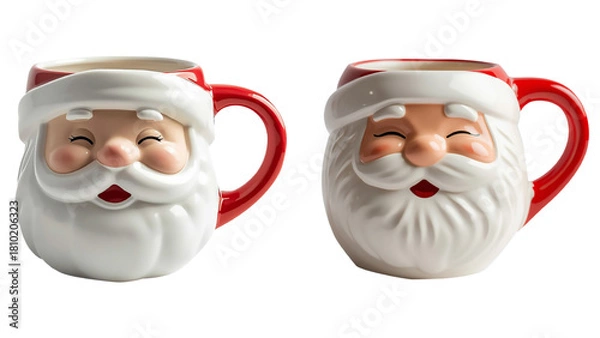 Fototapeta Cute Santa Claus Cartoon Mug on White Background with Festive Ceramic Holiday Design
isolated transparent background, editable vector artwork ai illustration file,