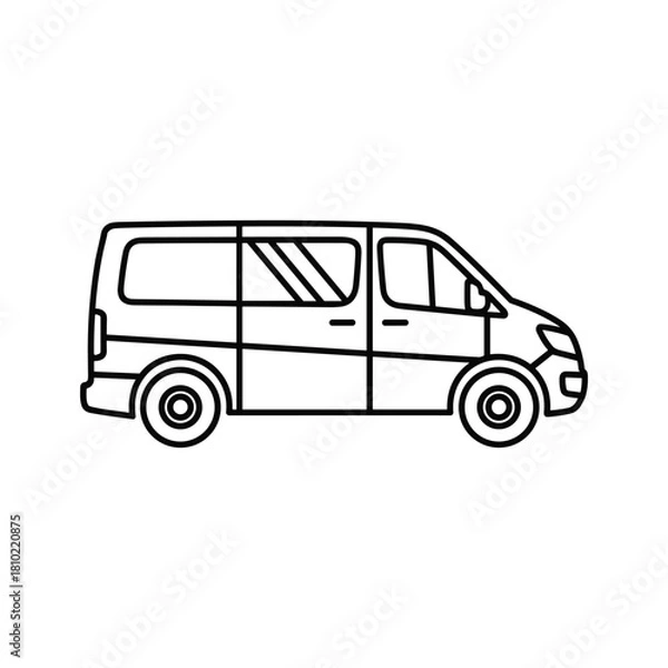 Fototapeta Simple outline drawing of a passenger van or minibus