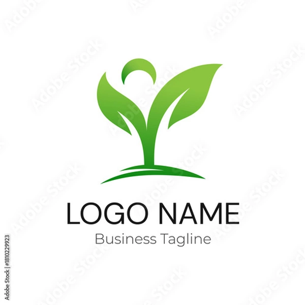 Obraz Logo Sprout Plant Green Leaf Vector Design Template