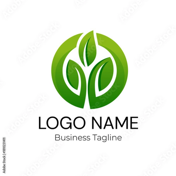 Obraz Logo Sprout Plant Green Leaf Vector Design Template