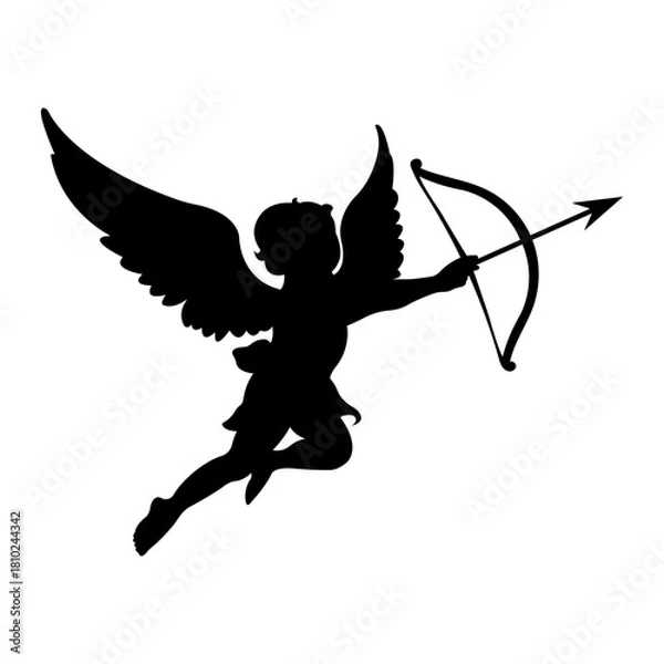 Obraz Cupid silhouette.Black icon.Vector illustration.
