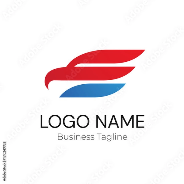 Obraz Logo Letter E Wing Red Blue Business Company Design Template