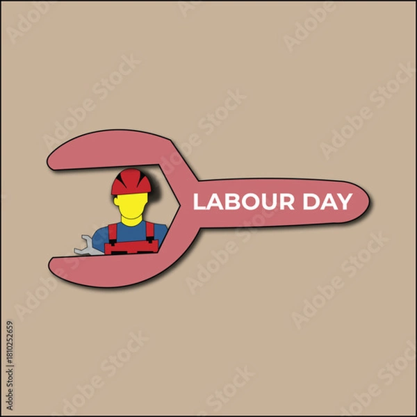 Obraz Labour Day Poster – Worker with Tools