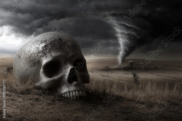 Obraz skull and tornado
