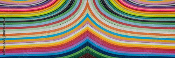 Fototapeta Abstract vibrant color wave rainbow strip paper background, Colorful curve striped background