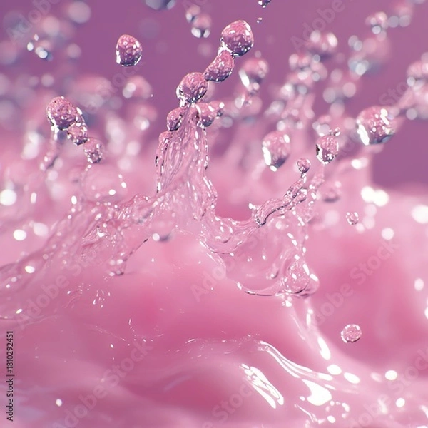 Obraz Pink Liquid Droplets Macro Photography Composition, Abstract Water Texture, Serum Concept Keywords Macro Photography, Abstract, Serum   high resolution   for isolate image