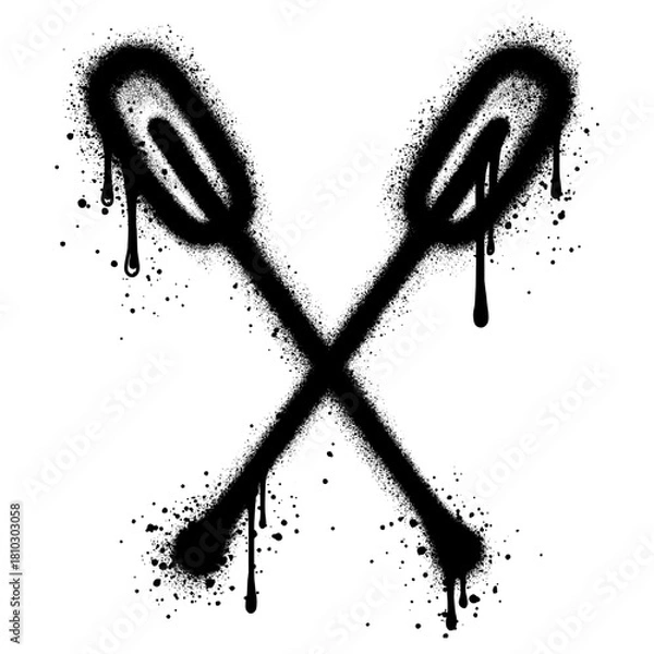 Obraz Canoe paddle graffiti with black spray paint.