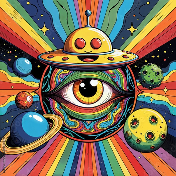Fototapeta Rainbow Psychedelic Space Poster