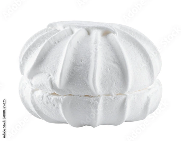 Fototapeta Single, soft white marshmallow, sweet confection, transparent background.