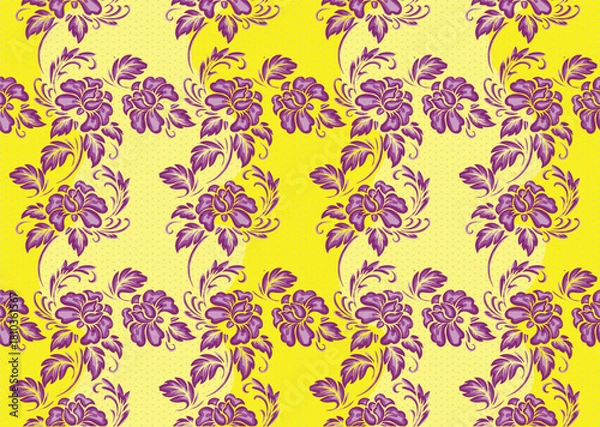 Fototapeta A variety of Indonesian batik that is very famous for its floral motifs