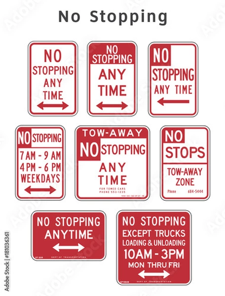 Obraz Regulatory traffic sign. No Stopping. Vector illustration.