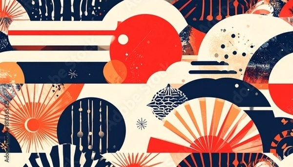 Obraz お正月に使えるアブストラクト和柄背景8