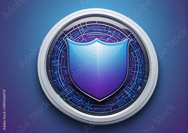 Fototapeta shield on blue background