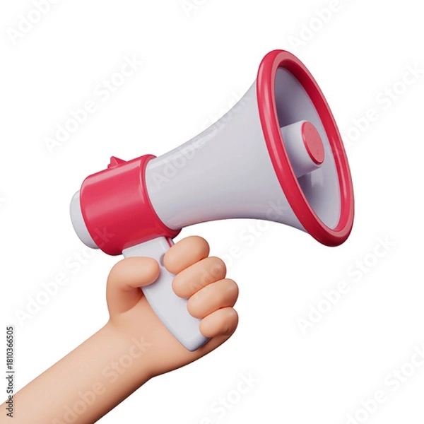 Obraz 3D Hand with Megaphone Public Alert