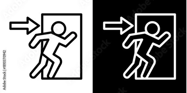 Fototapeta Emergency Exit  Icon Set White Style Collection