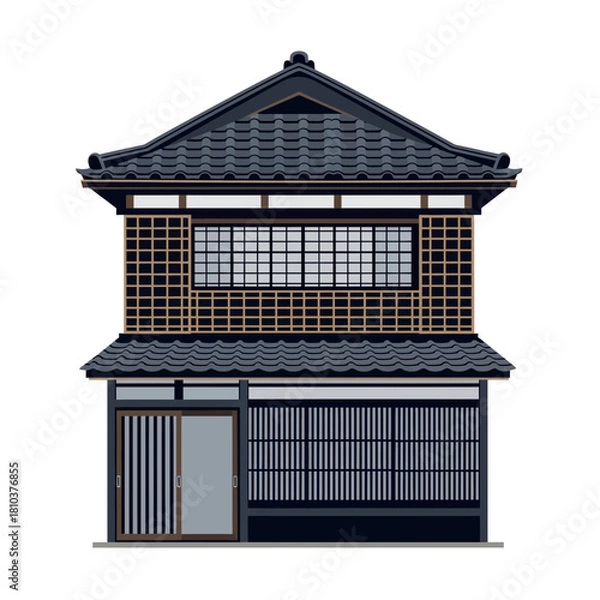 Obraz Illustration of Traditional Japanese Machiya House Architecture Isolated