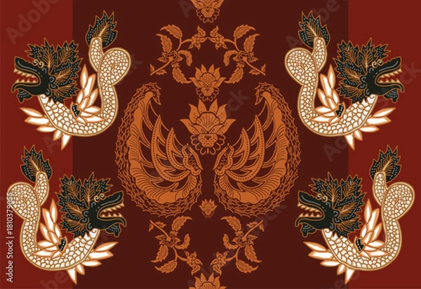 Obraz A variety of Indonesian batik that is very famous for its fauna motifs
