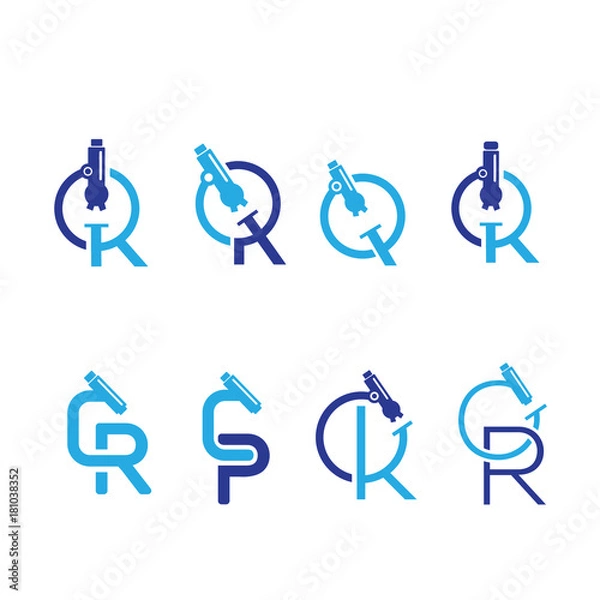 Obraz set of logo Microscope letter 