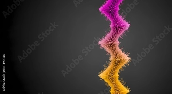 Fototapeta Vibrant Wavy Abstract Form with Magenta and Yellow Gradient Hairs