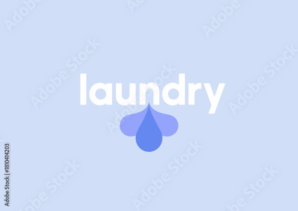 Obraz This appealing laundry logo includes water droplets in calming colors, perfect for laundry services, dry cleaners, or any water-related brand focused on cleanliness and freshness.