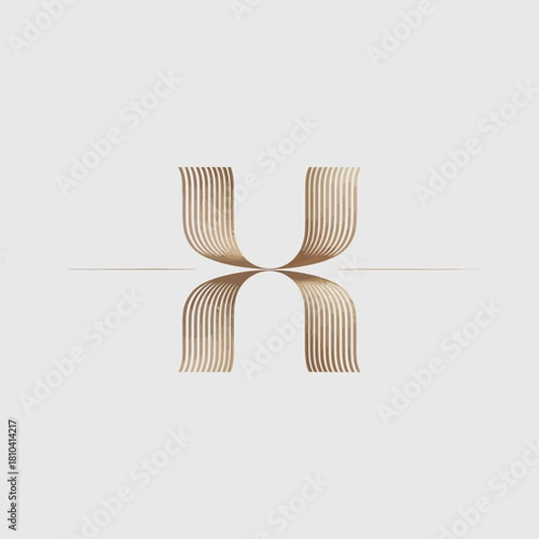 Obraz A minimalist design showcasing the letter H, created with flowing lines that evoke elegance and sophistication, representing continuity and a modern artistic style.